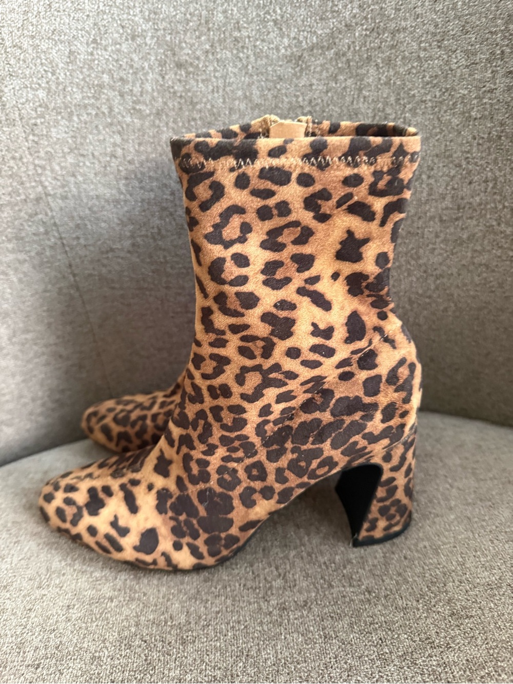 MIA Leopard Print Ankle Booties in Tan and Dark Brown